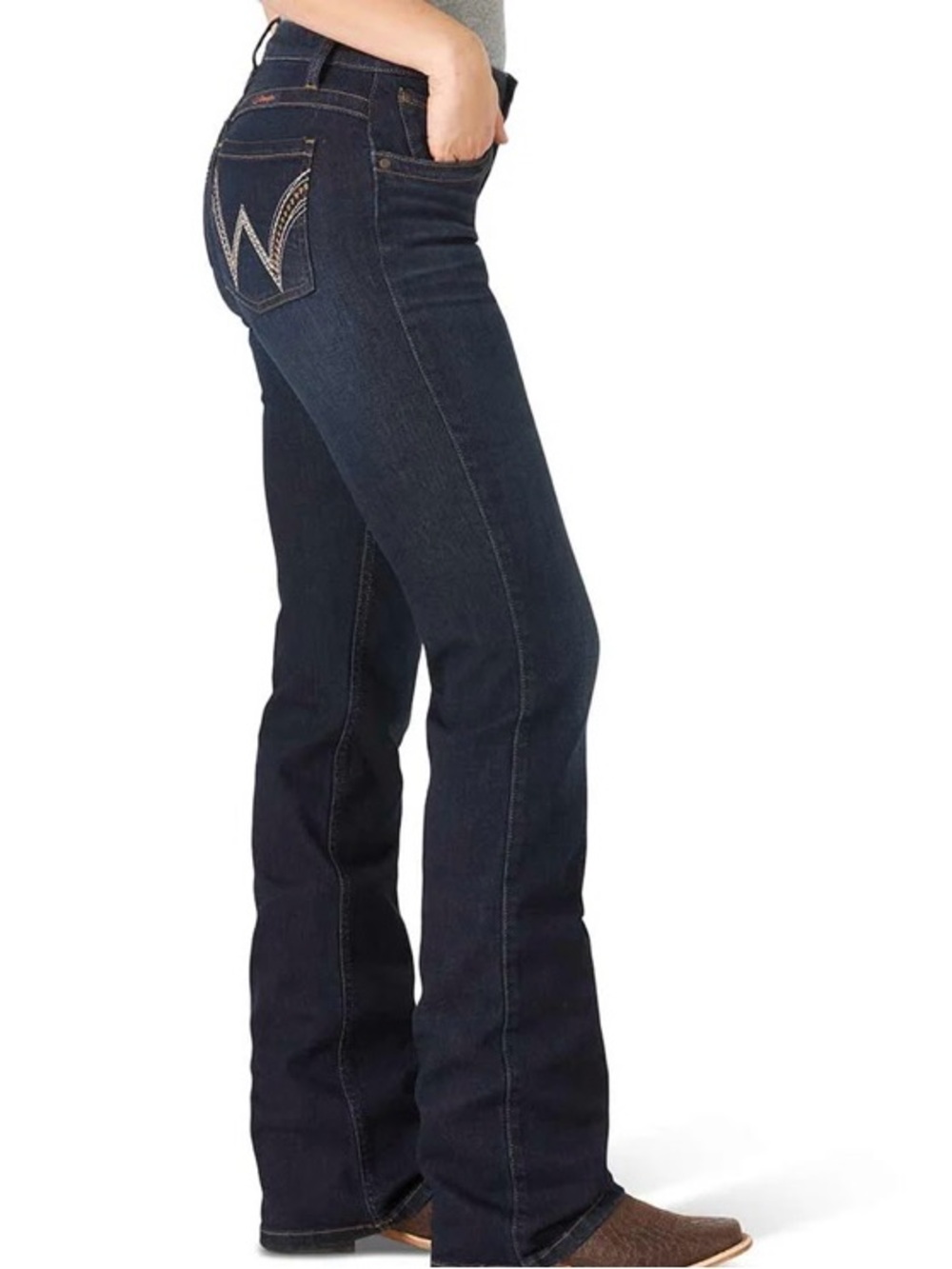 Wrangler Q Baby Riding Jeans Blue Bootcutwith Back Pocket S 31 x 28